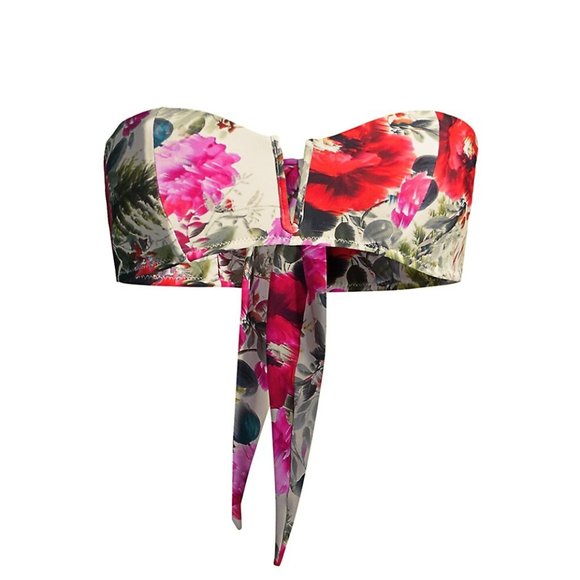 PQ NWT Floral Chrissy Bandeau Bikini Top S & L - Picture 1 of 6